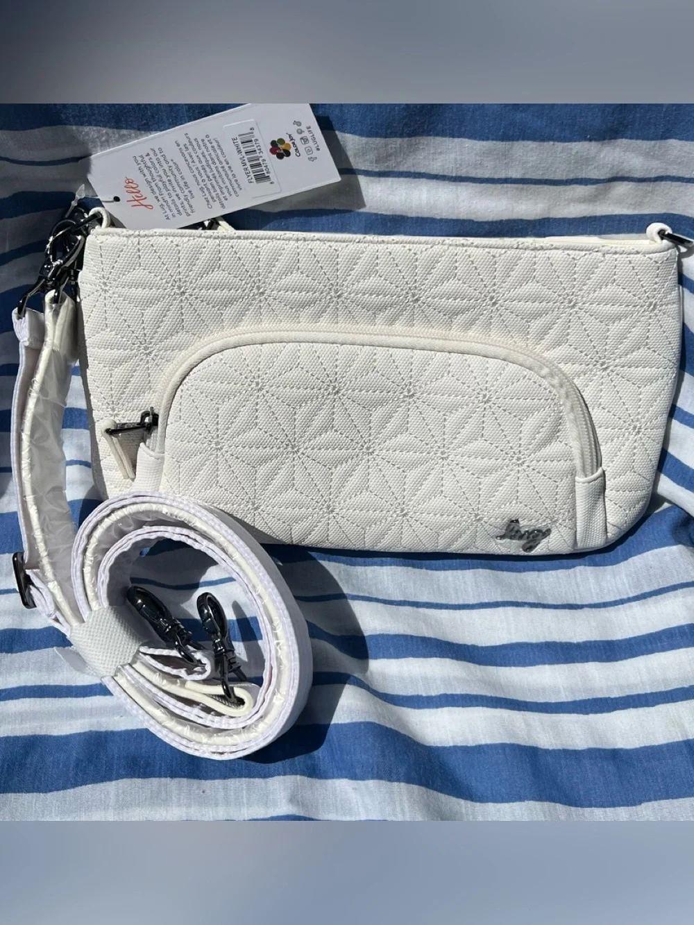 lug Flyer Matte Luxe in White Crossbody Bag NWT with a small blemish see picture